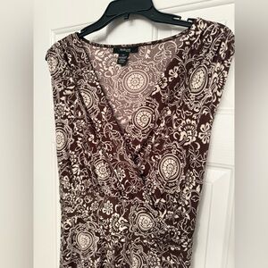 Style & Co. Brown and White Midi Dress